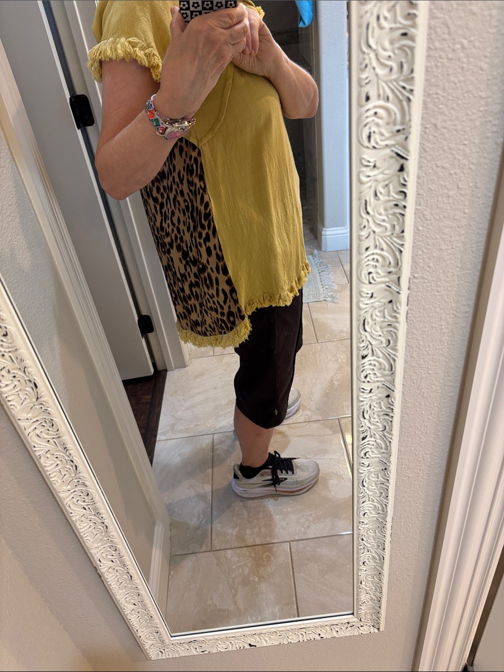 Umgee Yellow Top with Leopard Side Panels and back.